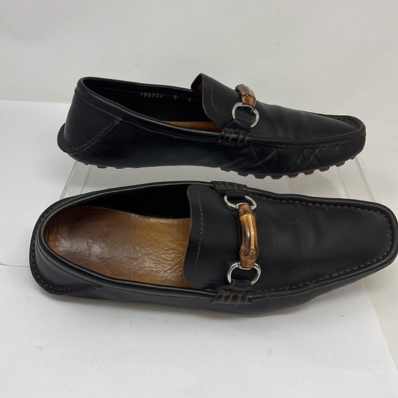 Gucci Men’s Sz 8 Brown Leather Bamboo Horsebit Slip on Loafers - Picture 5 of 14
